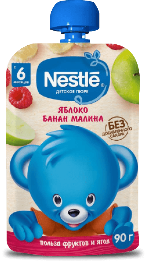 Фруктовое пюре NESTLÉ® «Яблоко, банан и малина»