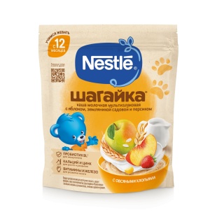 NESTLÉ® ШАГАЙКА® Каша молочная мультизлаковая яблоко, земляника садовая, персик