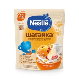 NESTLÉ® ШАГАЙКА® Каша молочная мультизлаковая с яблоком и кусочками абрикоса