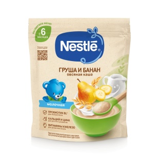 NESTLÉ® Молочная овсяная каша с грушей и бананом