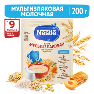 Nestlé® Молочная мультизлаковая кашас мёдом и кусочками абрикоса