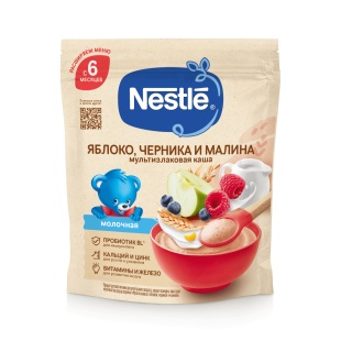 Nestlé® Молочная мультизлаковая каша с яблоком, черникой и малиной